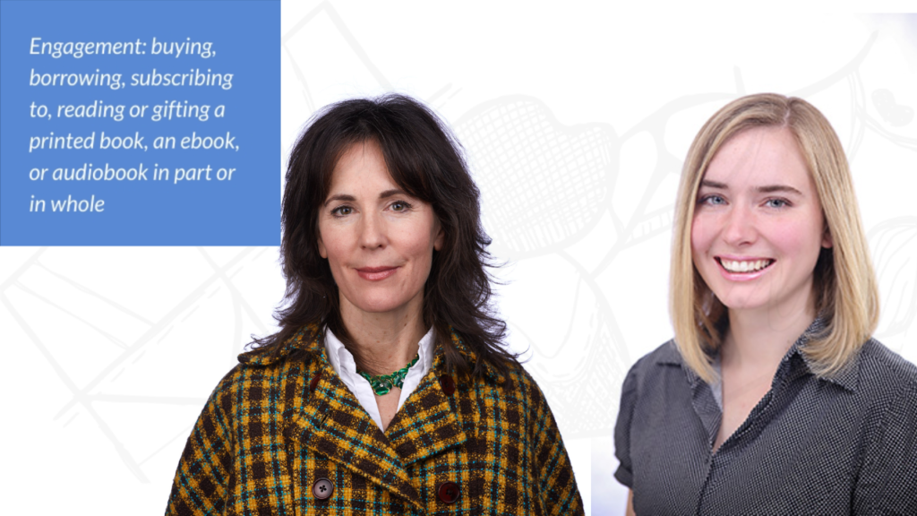 A definition of the engagement for the Immersive Media and Books study with headshots of Dr. Kathi Berens and Dr. Rachel Noorda